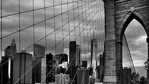 Dramatic Brooklyn Bridge Skyline Art Print
