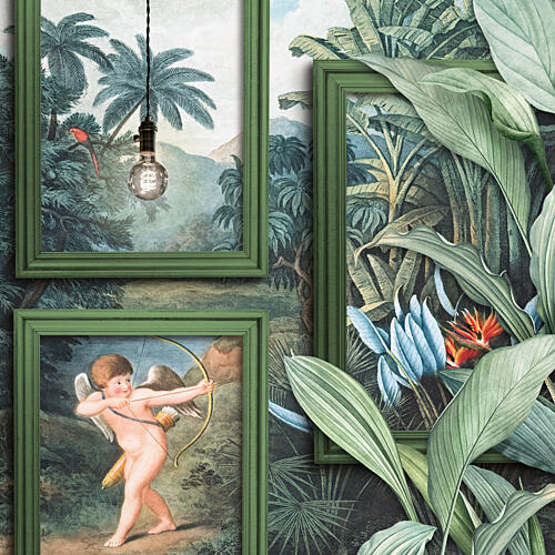 Lush Jungle Cherub Tropical Print