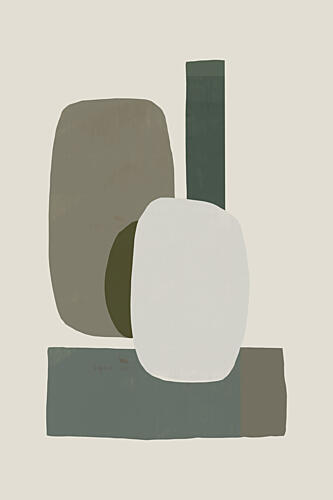 Balanced Green Shapes Art Print by Cartissi
