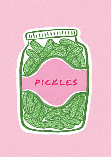 Whimsical Pickle Jar Art Print
