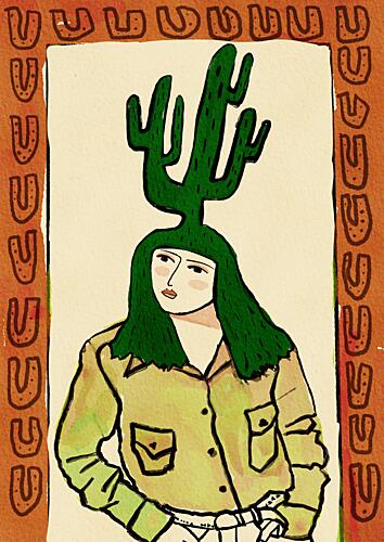 Whimsical Cactus Girl Art Print