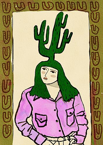 Cactus Woman Portrait Art Print