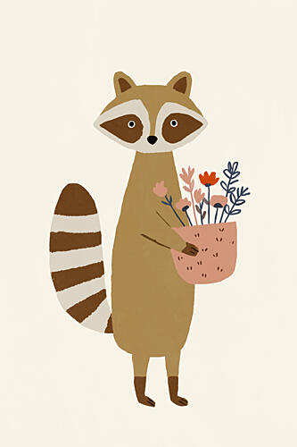 Raccoonwithflowers Art Print
