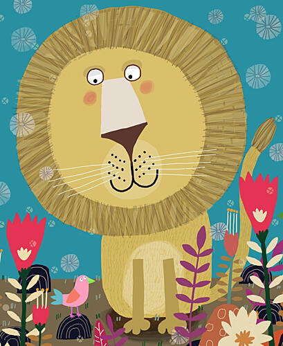 Whimsical Lion Garden Art Print