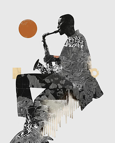 Abstract Jazz Musician Art Print