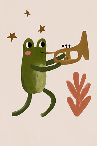 Frogandtrumpet Gold Print