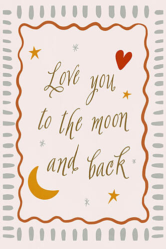 Loveyoutothemoonandbackno02 Gold Print