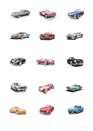 Classic Sports Car Collection Art Print by Steve Erwin