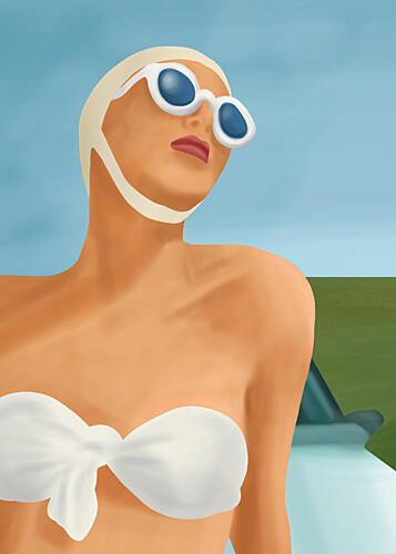 Retro Summer Swimmer Pop art reproduction