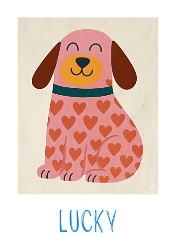 Happy Heart Dog Art Print by Merel Takken