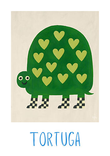 Whimsical Heart Turtle Art Print
