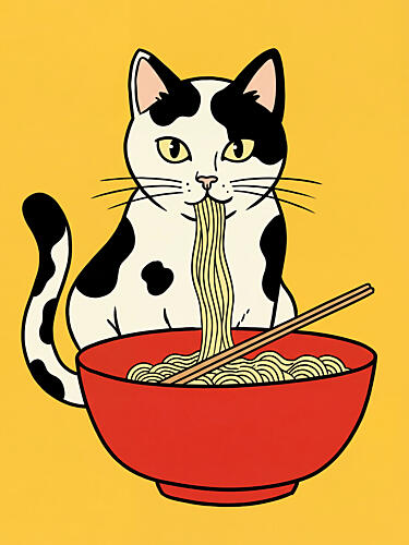 Ramen Cat Pop art reproduction