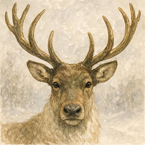 Majestic Winter Reindeer Art Print