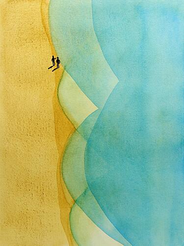 Serene Beach Walk Art Print