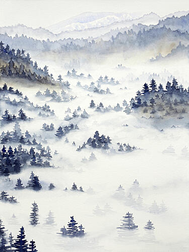 Misty Mountain Forest Art Print