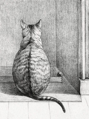 Sitting Cat, from Behind 1812 Art Print