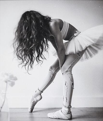 Ripped Jeans Ballerina Art Print by Tyler McAuley