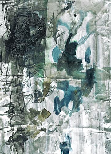 Crumpled Blue Green Abstract Art Print