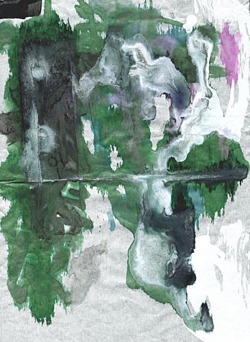 Green Abstract Reflection Art Print