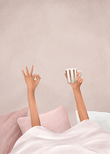 Cozy Morning Coffee Art Print by Flow Line