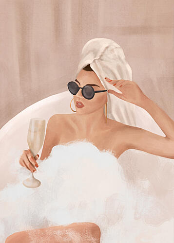 Chic Bubble Bath Art Print by Flow Line