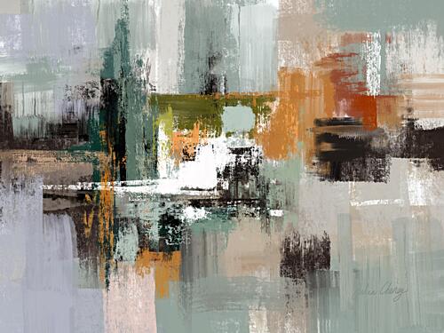 Green, Sage, Rust, Black Abstract Julia Cheney Art Print