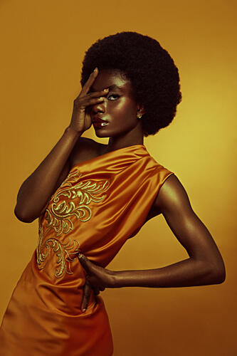 Mysterious Golden Fashion Art Print by Tatya Lushchyk