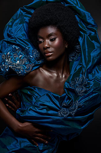 Dramatic Blue Fashion Art Print by Tatya Lushchyk