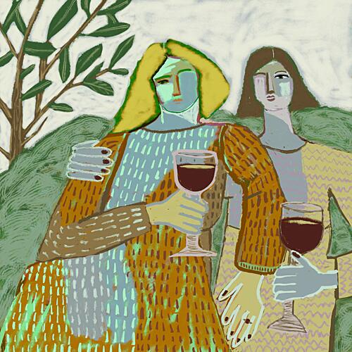 Outdoor Wine Companions Art Print