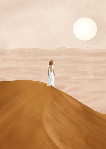 Solitary Desert Journey Gold Print