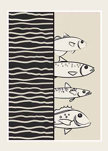 Graphic Swimming Fish Art Print