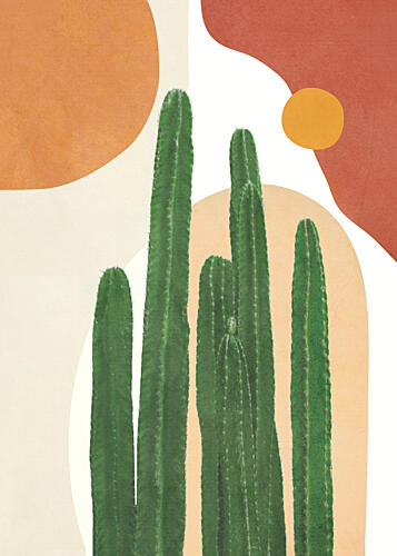 Boho Desert Cacti Art Print by Flow Line