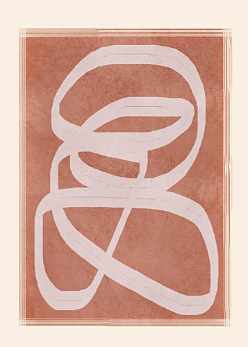 Abstract Terracotta Loops Art Print by Flow Line