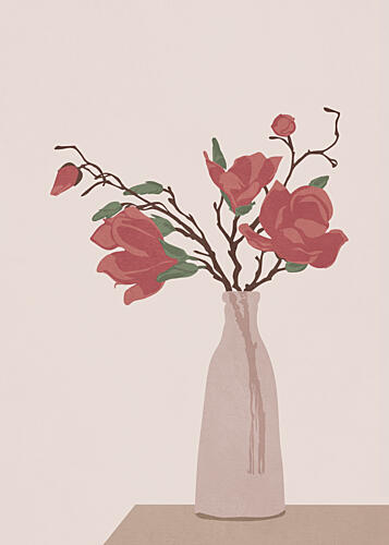 Elegant Magnolia Vase Art Print