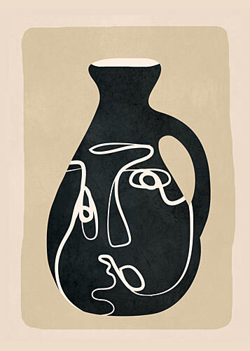 Abstract Face Vase Art Print by Flow Line