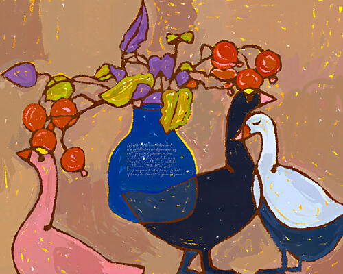 Whimsical Bird Vase Art Print
