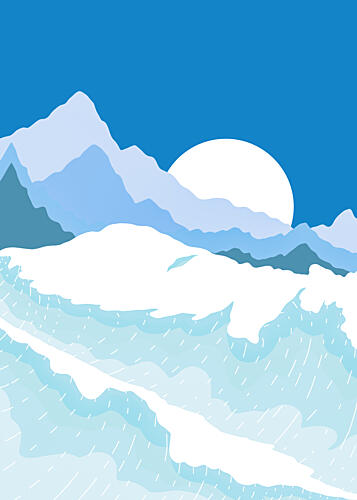 Snowy Mountain Sun Art Print