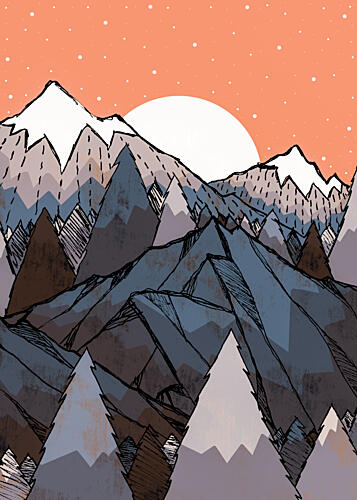 Dusk Mountain Forest Art Print