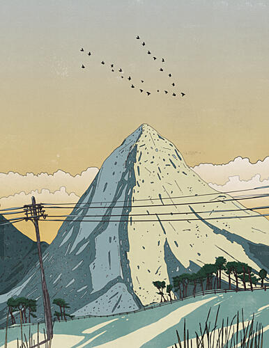 Serene Mountain Migration Art Print