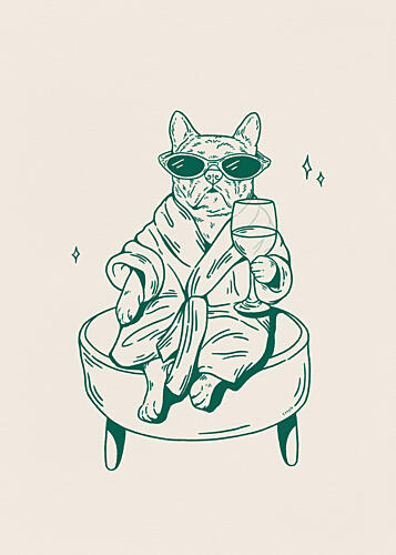 Chic Dog Spa Day Art Print