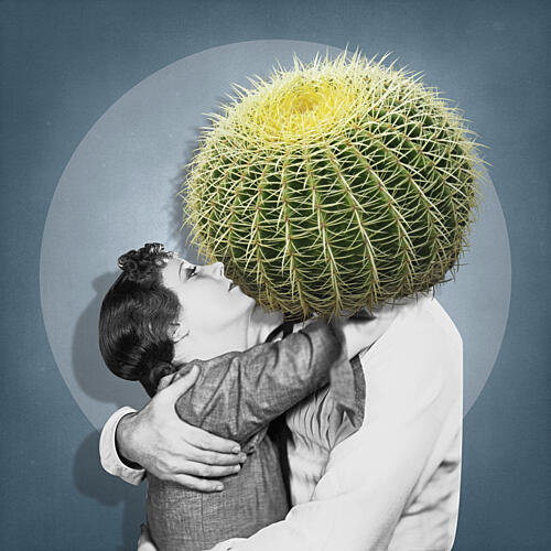 Surreal Cactus Kiss Art Print