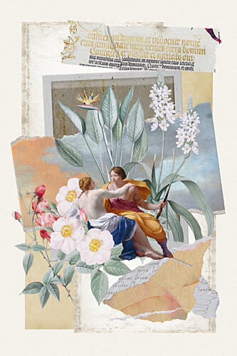Classical Garden Collage Art Print