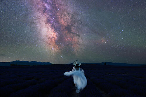 Milky Way Lavender Field Art Print