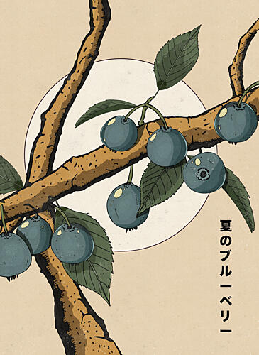 Japanese Summer Blueberries Art Print