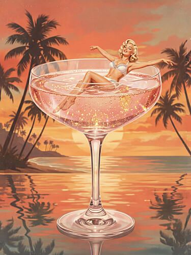 Champagne Sunset Dip Gold Print