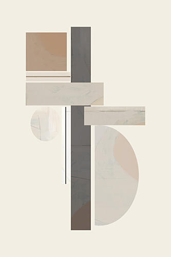 Neutral Geometric Forms Art Print by Cartissi