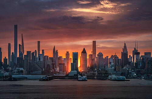 Manhattan Sunset Glow Art Print by Wei David Dai