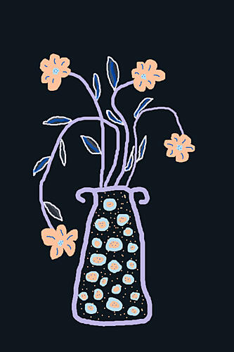 Whimsical Flowers Vase Art Print