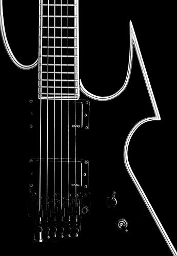 Sleek Black Guitar Art Print