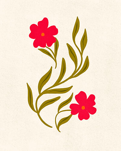 Vibrant Floral Stems Art Print